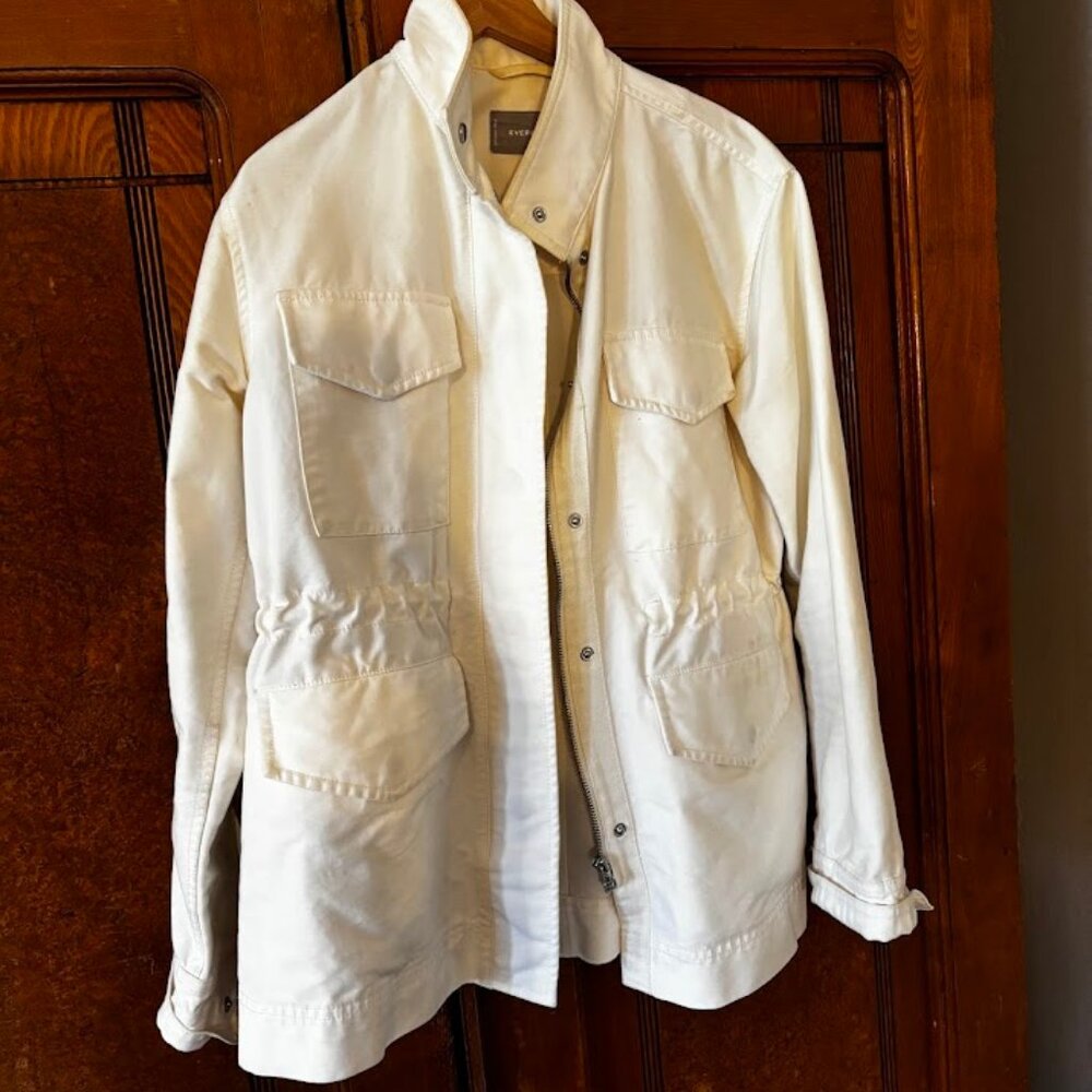 Everlane White Utility Jacket Drawstring Zip - image 1